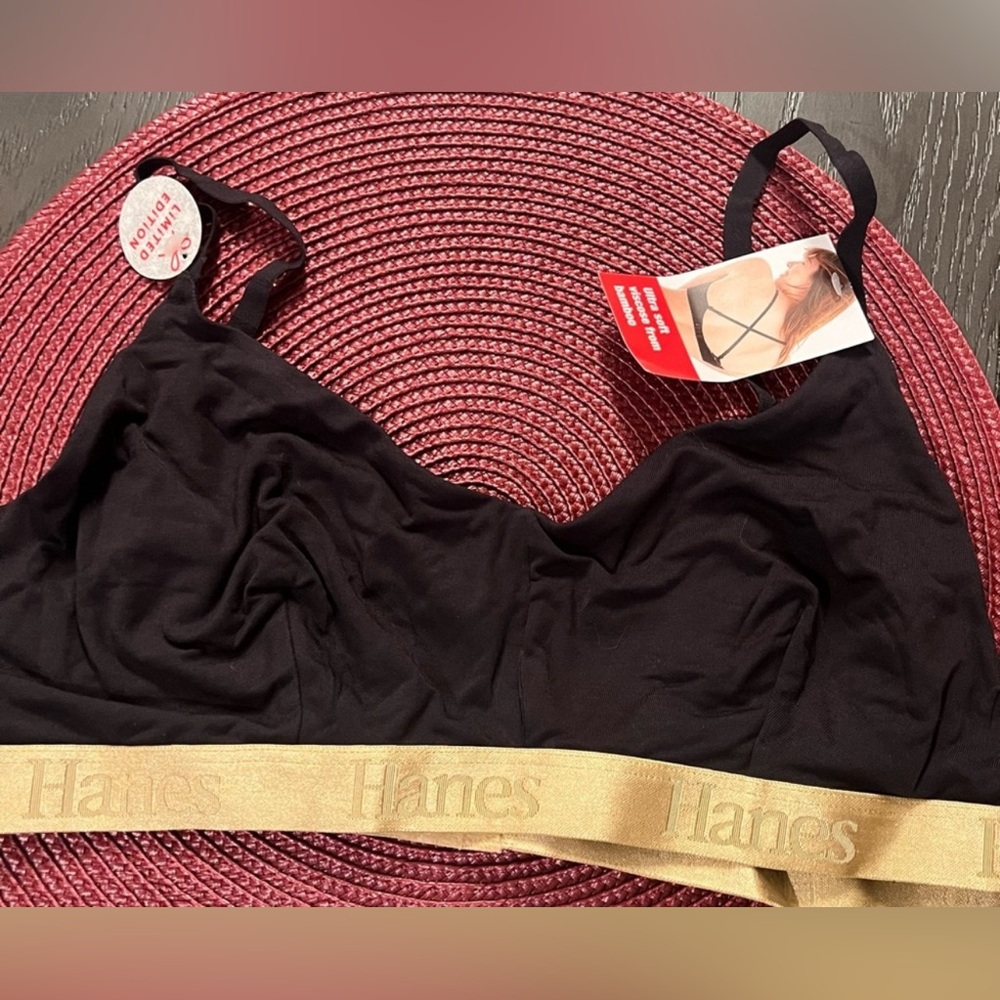 Hanes Originals Super Soft Wire & Padding Free Women’s Extra Large Black Bra